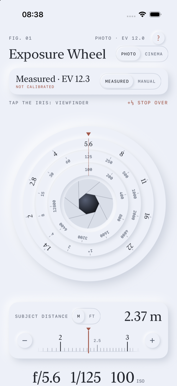 Exposure Wheel screen