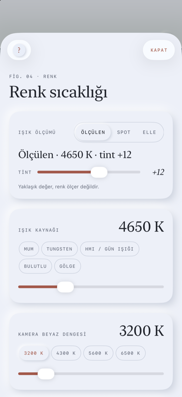 Renk sıcaklığı ekranı